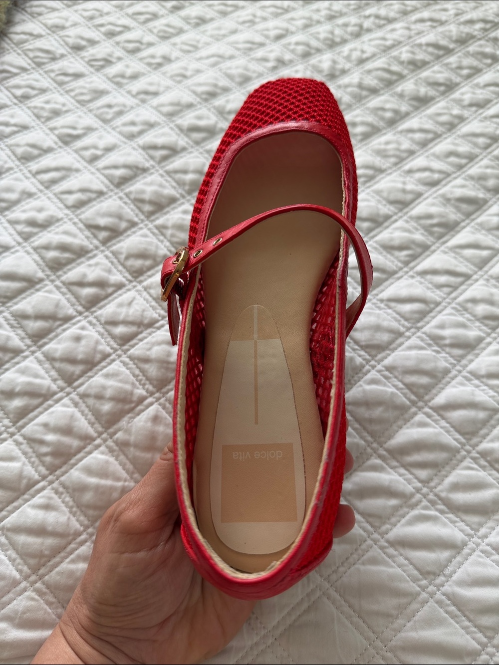 Dolce Vita Rodni Red Mesh Mary Jane Flats with Buckle - Picture 11 of 11